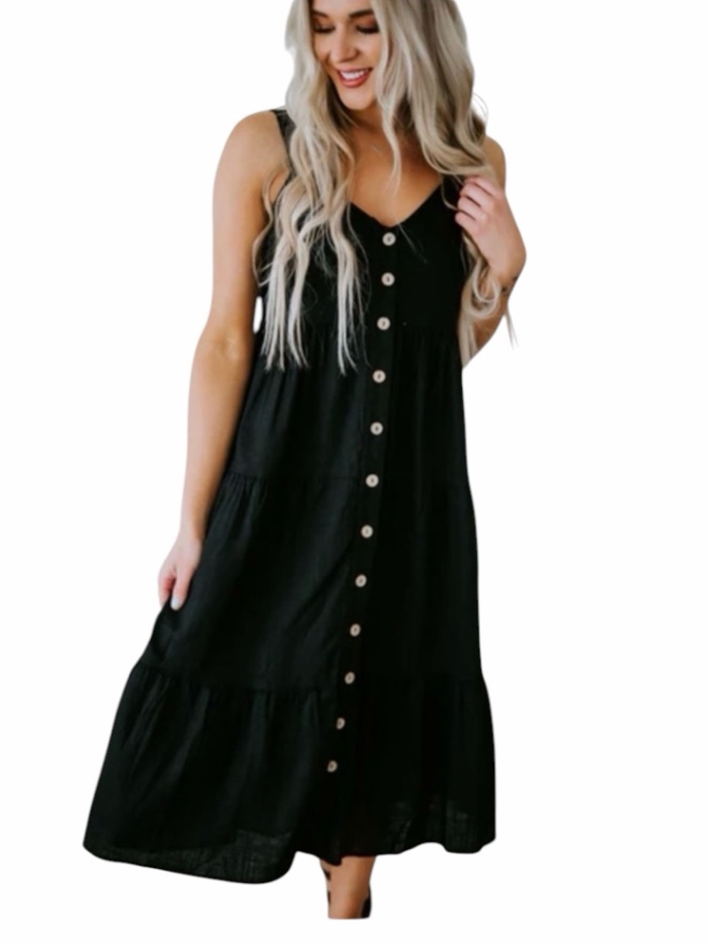 NWT SONOMA Goods For Life Women's Button
Down Eyelet Tiered Dress size Large